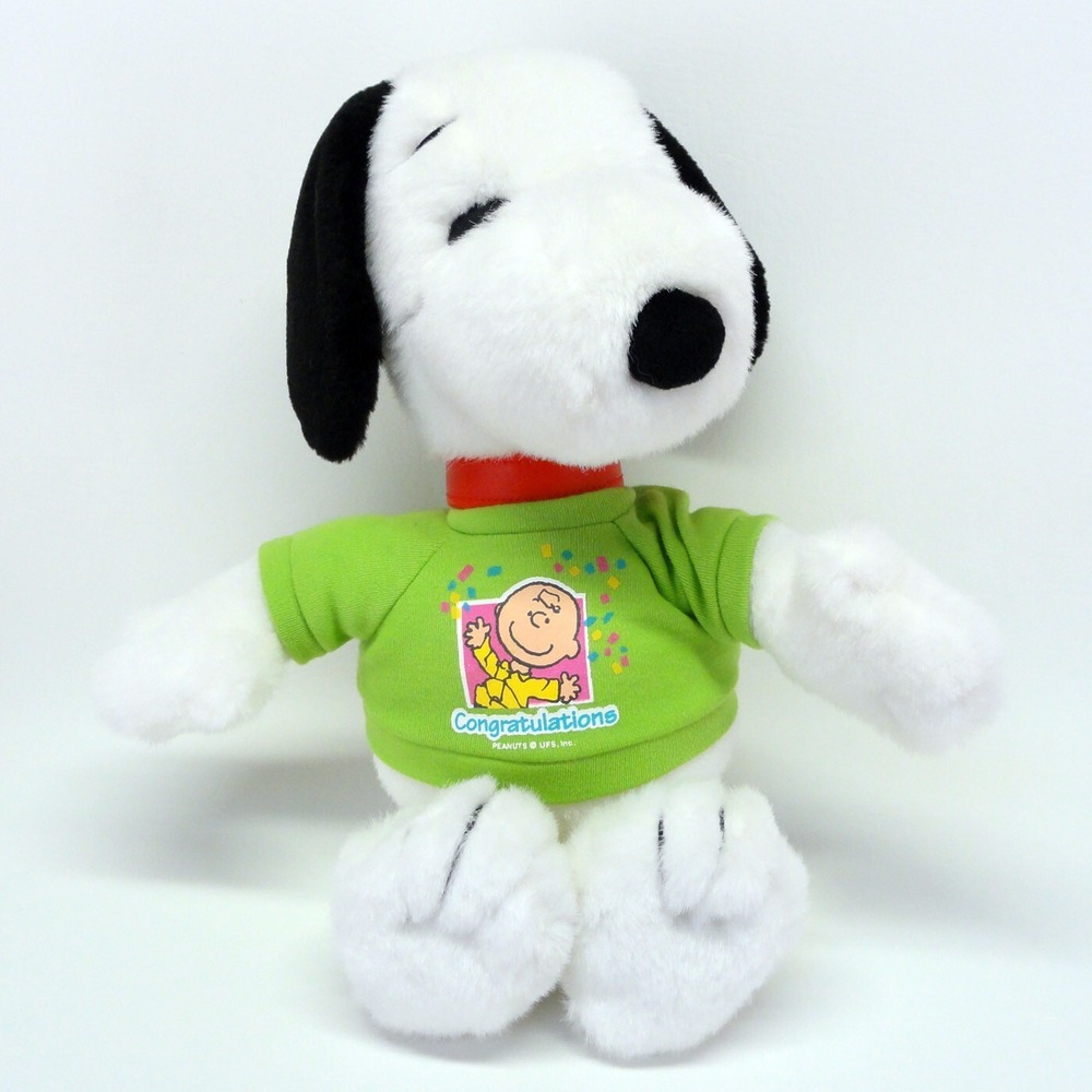 Applause Peanuts Snoopy Plush Congratulations Charlie Brown T Shirt 14 Inch